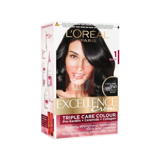 L'Oreal Excellence Creme Triple Care Hair Color - 1 Black - 72ml