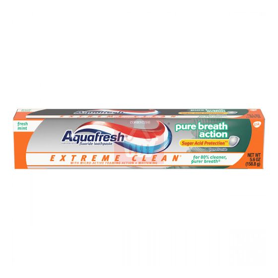 Aquafresh Extreme Clean Pure Breath Action Fluoride Toothpaste Fresh Mint 158.8g