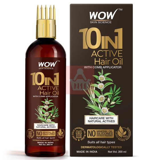Wow Skin Science 10 in 1 Active Hair Oil 200ml With Comb