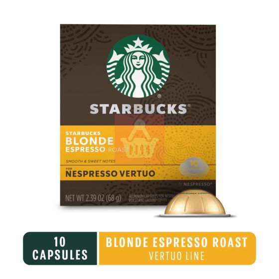 Starbucks Blonde Espresso Light Roast for Nespresso Vertuo Capsules 10 Count Box