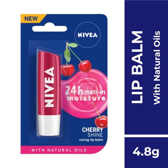 Nivea Cherry Shine Long Lasting Moisture Caring Lip Balm - 5.5ml