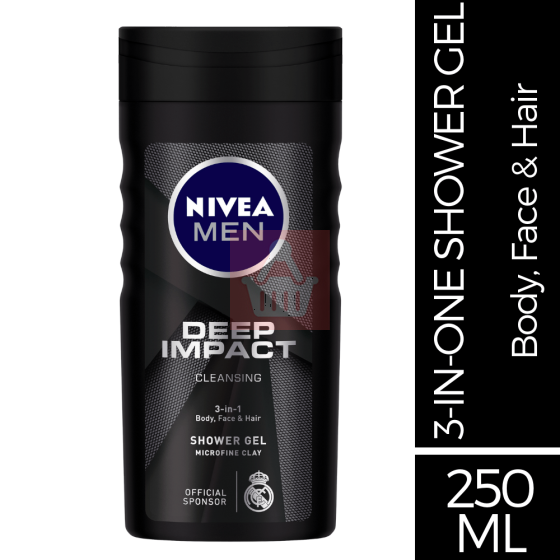 Nivea - Men Deep Impact Cleansing 3 In 1 Shower Gel - 250ml