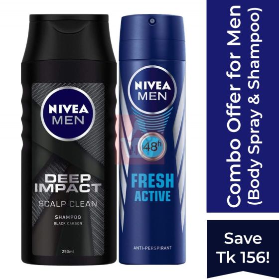 Nivea combo 06 - Men Hair & Skin (Shampoo+Deodorant) - 250+150ml