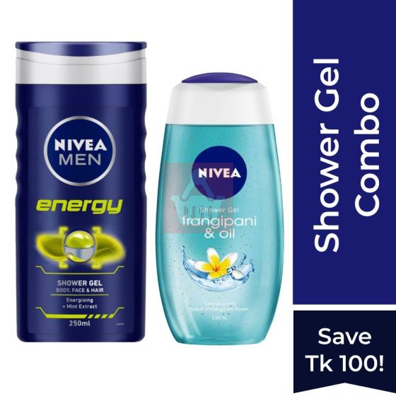 Nivea combo 01 - Shower Gel (Men Energy+Frangipani) - 250+250 ml