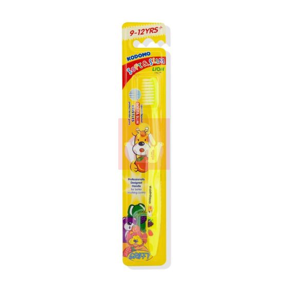 Kodomo Sofr & Slim Griffy Baby Toothbrush Age 9-12 Yrs - Yellow