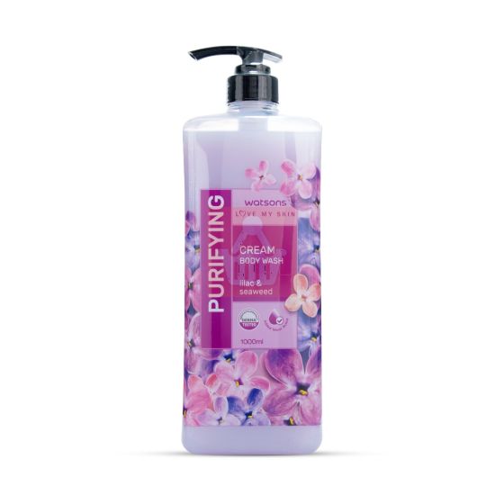 Watsons Purifying Cream Body Wash 1000ml with Lilac & Seaweed