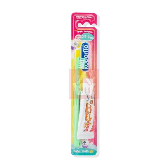 Kodomo Professional Children Baby Teeth Toothbrush Age 0.5-3 Yrs - Green