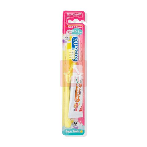Kodomo Professional Children Baby Teeth Toothbrush Age 0.5-3 Yrs - Yellow