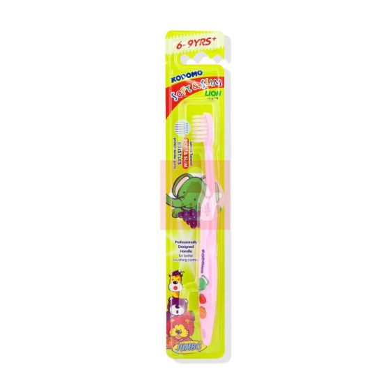 Kodomo Soft & Slim Jumbo Baby Toothbrush Age 6-9 Yrs - Pink
