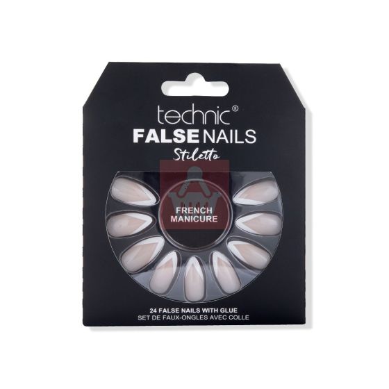 Technic Stiletto 24 False Nails With Glue - French Manicure