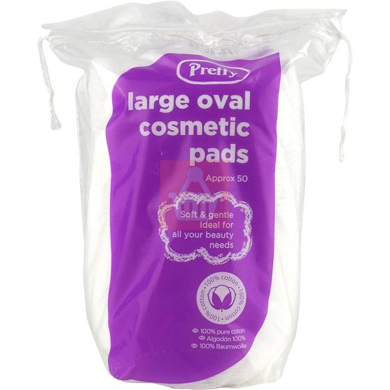 Pretty Cosmetic Cotton Pads Large Oval 50 Pack