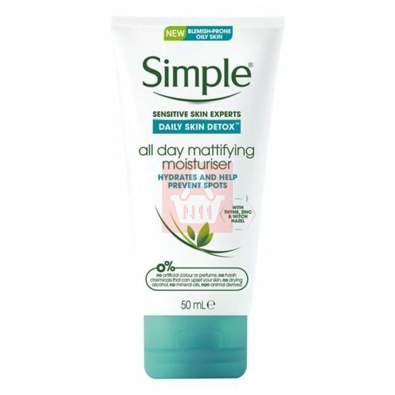 Simple Sensitive Skin All Day Mattifying Moisturiser for Oily Skin 50ml