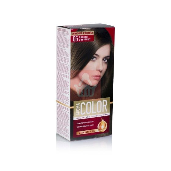 Aroma Permanent Hair Color Cream - 05 Golden chestnut - 45ml
