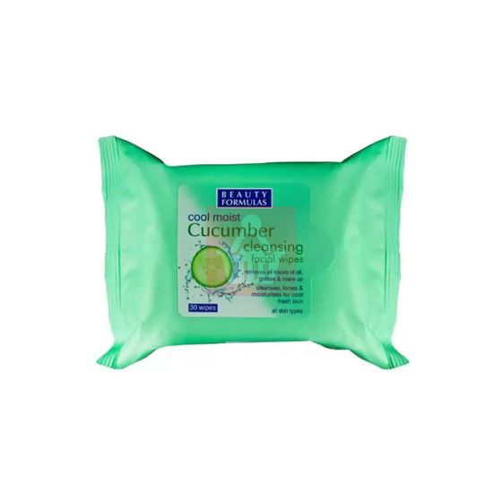 Beauty Formulas Cucumber Cleansing Facial Wipes 30 Wipes