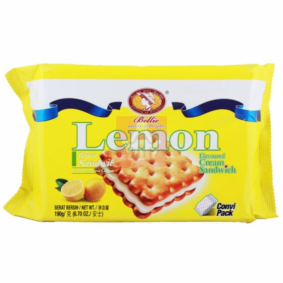 Bellie Lemon Flavour Cream Sandwich - 190gm