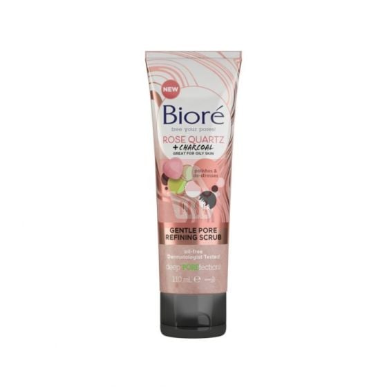 Biore Rose Quartz & Charcoal Gentle Pore Refining Face Scrub 110ml