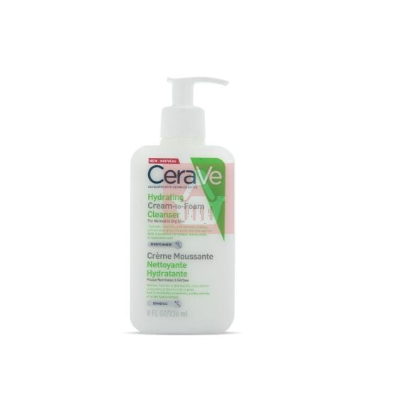 Cerave Hydrating Cream To Foam Cleanser For Normal To Dry Skin Pump 236ml