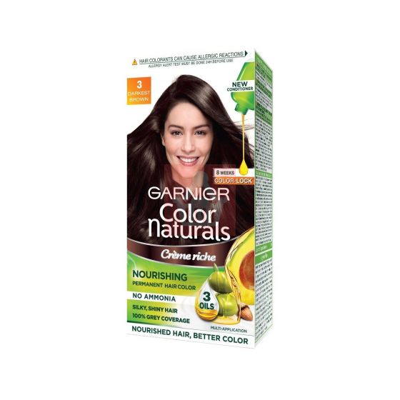 Garnier Color Naturals Nourishing Permanent Hair Color - 3 Darkest Brown -70ml