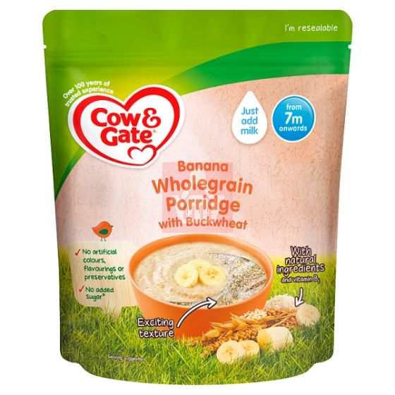 Cow & Gate Banana Wholegrain Porridge Baby Cereal (From 7m) - 200g (U.K)