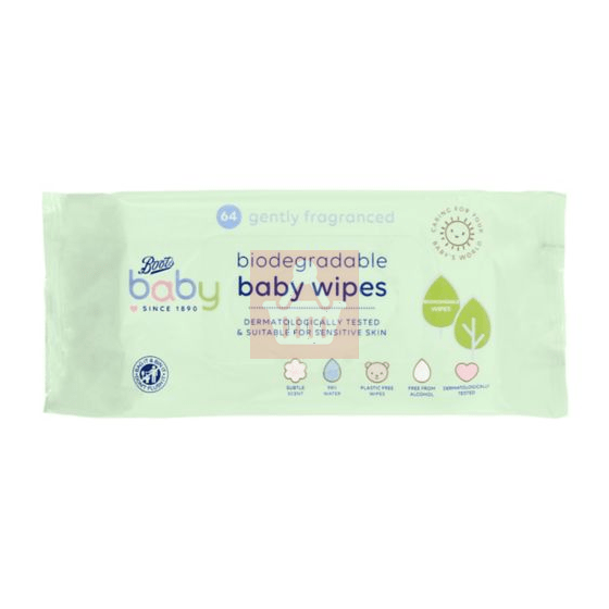 Boots Baby Fragranced Biodegradable soft baby wipes, single pack = 64 wipes