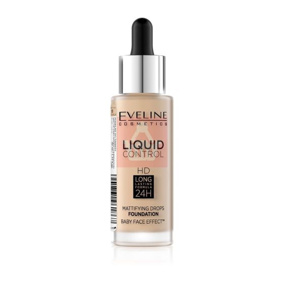 Eveline - Liquid Control HD Mattifying Drops Foundation - 015 Light Vanilla
