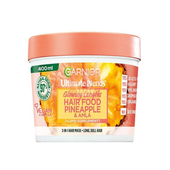 Garnier Ultimate Blends Glowing Lengths Hair Food Pineapple & Amla 3 In 1 Long Dull Hair Mask - 400 ml