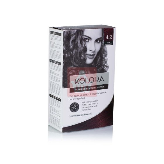 Kolora Professional Permanent Hair Color Cream by Aroma - 4.2. Rich mahogany - 60ml