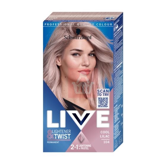 Schwarzkopf Live Permanent Hair Color lightener & twist 104 cool lilac