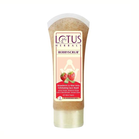 Lotus Herbals Strawberry & Aloe Vera Exfoliating Face Wash - 80g