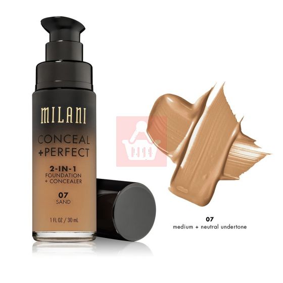 Milani Conceal + Perfect 2-In-1 Foundation + Concealer - 07 Sand - 30gm
