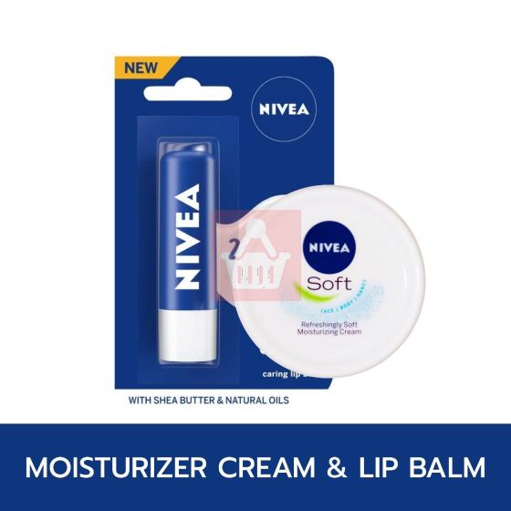 Nivea Combo 17 - Moisturizer & Lip Balm (Soft Cream + Original Care) 50+5.5 ml