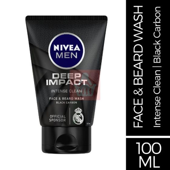 Nivea Men Deep Impact Intense Clean Face & Beard Wash - 100ml