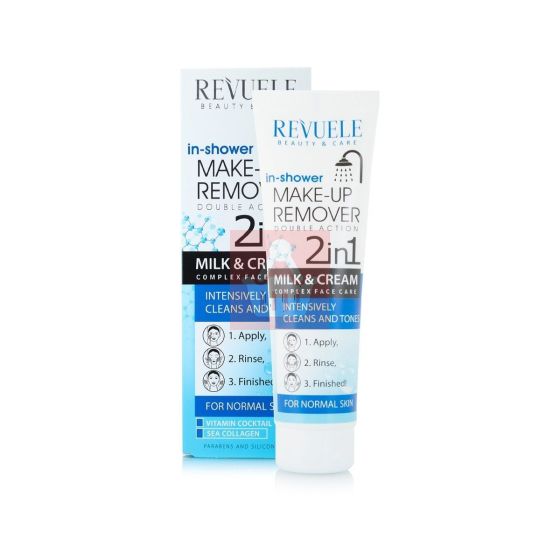 Revuele 2 In 1 Milk & Cream Makeup Remover For Normal Skin - Intensively Cleans & Tones - 100ml