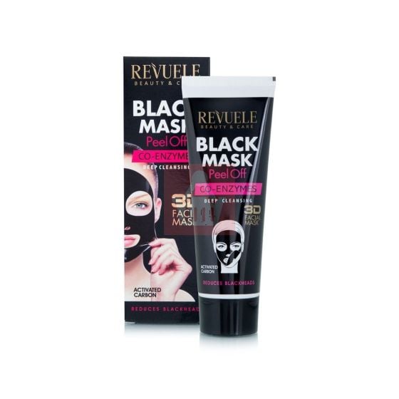 Revuele Deep Cleansing 3D Black Peel Off Face Mask With Co-Enzymes - Reduces Blackheads - 80ml