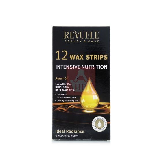 Revuele Intensive Nutrition Wax Strips With Argan Oil - 12 Wax Strips + 2 Wipes 