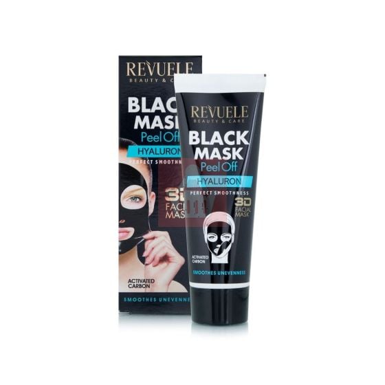 Revuele Perfect Smoothness 3D Black Peel Off Face Mask With Hyaluron - Smoothes Unevenness - 80ml