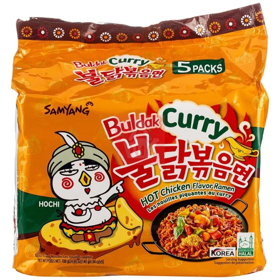 Samyang Buldak Hot Chicken Ramen Curry Noodles 140gm 5 Packs