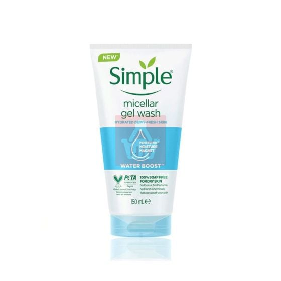 Simple Water Boost Micellar Gel Face Wash For Dry & Sensitive Skin 150ml
