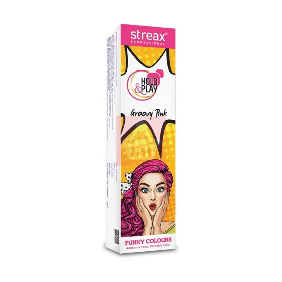 Streax Professional Hold and Play Funky Hair Colour (Groovy Pink) 100g