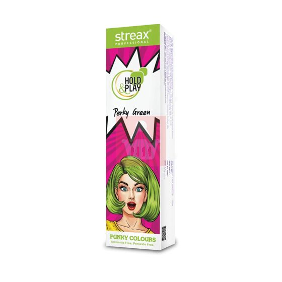 Streax Professional Hold and Play Funky Hair Colour (Perky Green) 100 gm