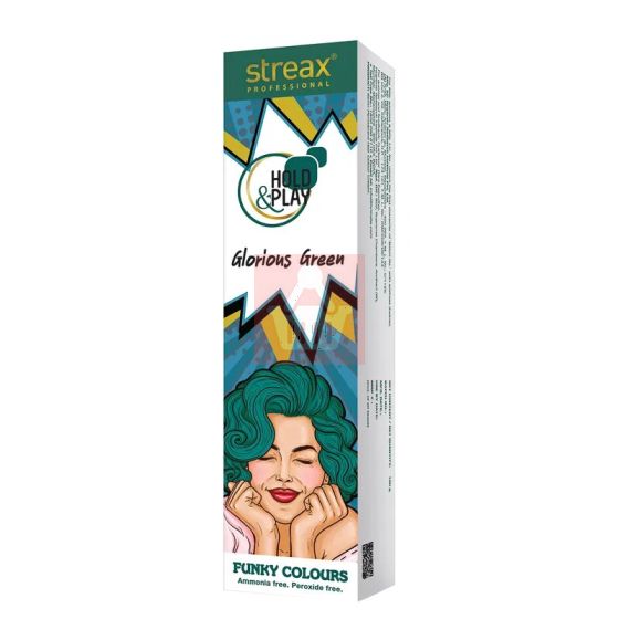 Streax Professional Hold and Play Funky Hair Colour (Glorious Green) 100 gm