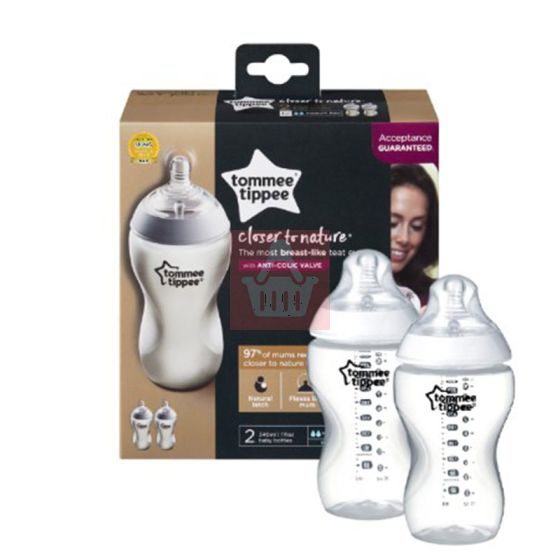 Tommee Tippee Closer to Nature Baby Bottles 3m+ 340ml - 2 Piece