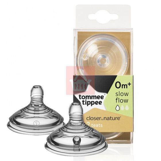 Tommee Tippee Closer To Nature Slow Flow Teats 0m+ - 2Pk (1209)