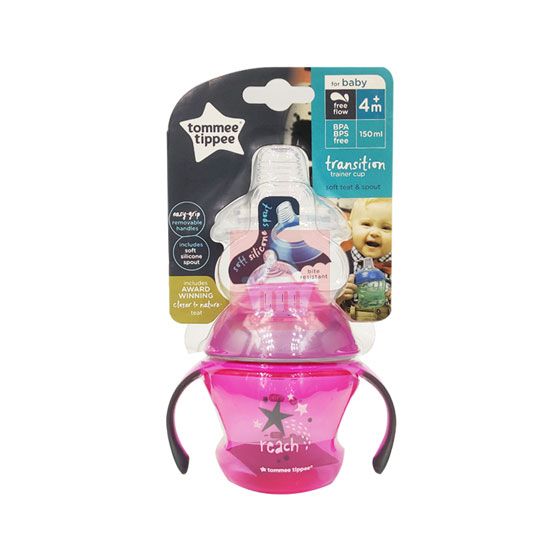 Tommee Tippee Transition Tranir Soft Teat & Spout Cup 4+m 150ml - Pink (0805)