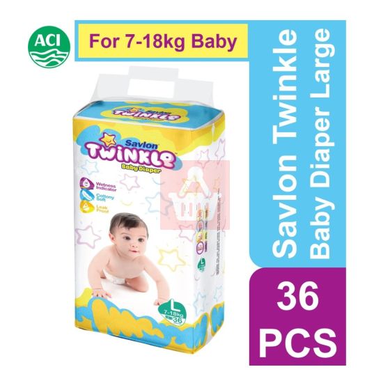 Savlon - Twinkle Baby Diaper Large 7 - 18kg - 36 Pcs 