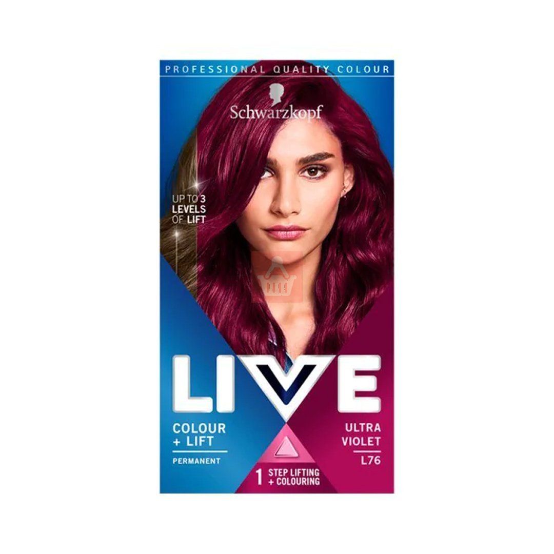 Schwarzkopf Live Colour + Lift Permanent Ultra Violet L76 Hair Dye-Hair Color Schwarzkopf Live Colour + Lift Permanent Ultra Violet L76 Hair Dye-Hair Color