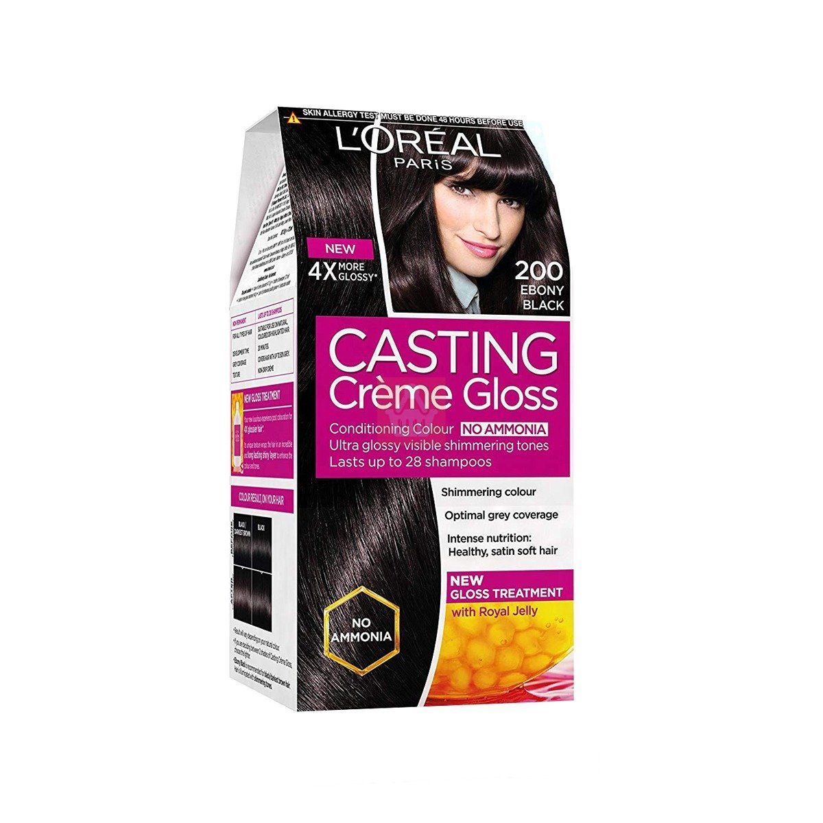 L'Oreal Casting Creme Gloss No Ammonia Hair Color - 200 Ebony Black -24ml