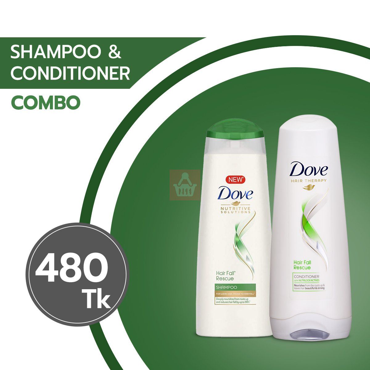 Dove Hair Fall Rescue Shampoo & Conditioner Combo 170ml+180ml