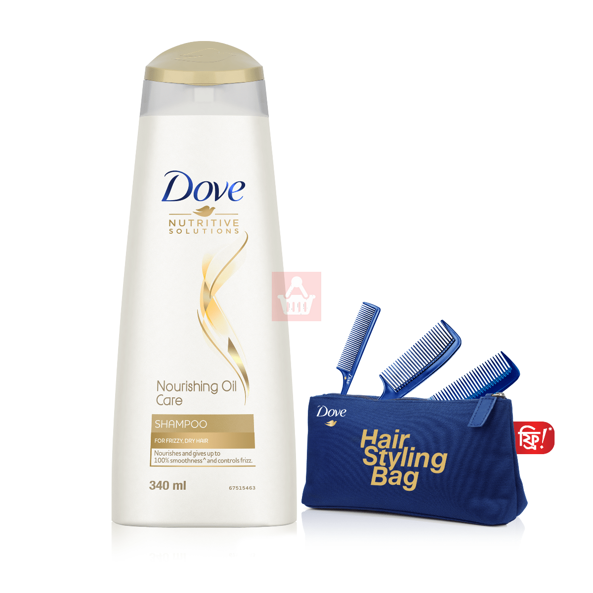 Dove Shampoo Nourishing Oil Care 340ml Bag Free