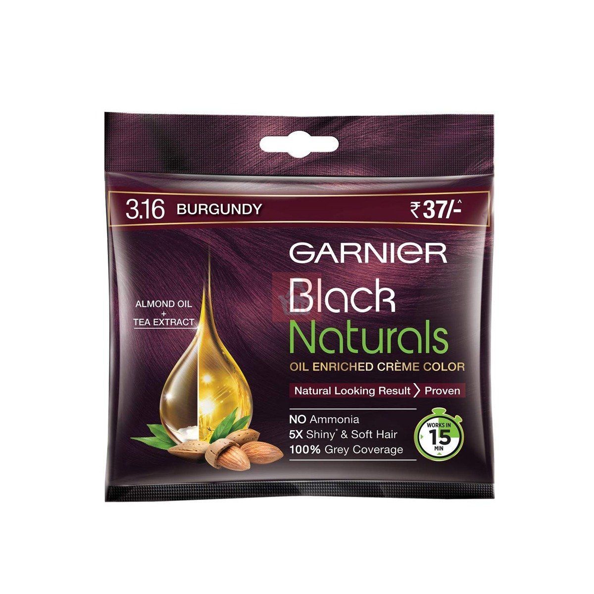 Garnier Black Naturals Oil Enriched Creme Hair Color - Burgundy - 20ml